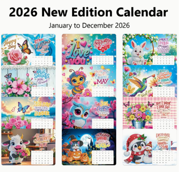 Diamond Painting Kalender 2026 13 teilig